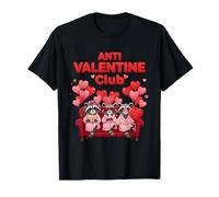 Anti Valentine Club Funny Cute Raccoons Happy Valentine Day Camiseta