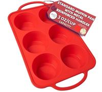 Antiadherente 6 taza grande silicona magdalenas & Cupcakes eléctrica - parte superior tamaño estándar (mitad de Texas Jumbo) patentado Metal reforzado de silicona moldes - Bake Boss sin BPA hornear