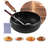 Antiadherente, antiadherente, para cocinar, con mango de madera, cocina eléctrica de inducción, camping, apartamento, restaurante, carne