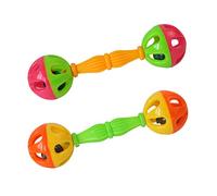 antianzhizhuang Juego de 2 juguetes interactivos para loros para mascotas, bolas coloridas con campanas, juguete de plástico para pájaros, loros, periquitos, cacatúas, kit de comedero para casa de