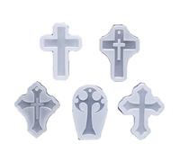 antianzhizhuang Juego de 5 moldes de silicona epoxi para cruz, colgante, manualidades, joyería, moldes de arcilla para cerámica