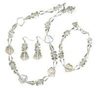 ANTICA MURRINA VENEZIANA Juego de collar pulsera y pendientes para mujer de cristal de Murano blanco VR10, MEDIA, Vidrio, Glass