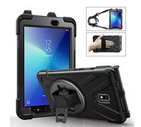 Antichoque Funda para Samsung Galaxy Tab Active 2 8.0-Pulgadas T390/T395/T397, Híbrido Antivibración Carcasas con Empuñadura giratoria de 360°, Kickstand, Bandolera, S-Pen Poseedor (Negro)
