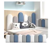 Anticolisión 3D Acolchado De Pared Para Niños, Hogar Impermeable Niño Autoadhesivo Pegatinas De Pared, Hogar Decoración De Fondo Insonorizar Bolsa Suave Paneles De Pared ( Color : White+grey+blue , Si