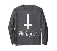 Anticristo, Satan 666, Satanista, Gótico, Diablo Manga Larga, Unisex para Adultos, Jaspeado Oscuro, M