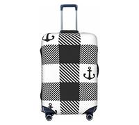 Anticsao Anchor - Funda protectora elástica para equipaje de viaje, a cuadros, color blanco y negro, para maleta, se aplica a maletas de 19 a 32 pulgadas, tamaño grande, Black, X-Large