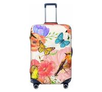 Anticsao Friendly Smiling Sharks - Funda de equipaje lavable, fundas de equipaje de moda, antiarañazos, tiburones sonrientes, XL, 1 unidad, Acuarela de flores y pájaros, X-Large