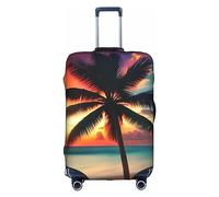 Anticsao Funda de equipaje con estampado de palmeras tropicales y puesta de sol, funda elástica para equipaje de viaje, de elastano, se adapta a equipaje de 18 a 28 pulgadas, White, S