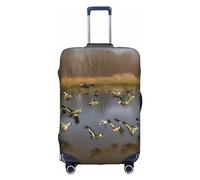 Anticsao Funda de equipaje con estampado de patos salvajes voladores de caza, funda elástica para equipaje de viaje, de elastano, se adapta a equipaje de 18 a 28 pulgadas, White, M