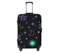 Anticsao Funda protectora elástica para equipaje de viaje, con diseño de sol y luna y símbolos mágicos, se aplica a maletas de 19 a 32 pulgadas, tamaño mediano, Black, S