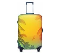 Anticsao Funda protectora elástica para equipaje de viaje, diseño de palmera tropical y amanecer, se aplica a maletas de 19 a 32 pulgadas, tamaño mediano, Black, S