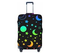 Anticsao Funda protectora elástica para maleta, diseño de estrellas de luna de neón para maleta, se aplica a maletas de 19 a 32 pulgadas, tamaño grande, Black, S