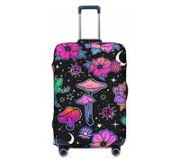 Anticsao Funda protectora elástica para maletas de viaje, con diseño de hongos y flores mágicas, se aplica a maletas de 19 a 32 pulgadas, tamaño mediano, Black, L