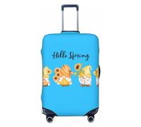 Anticsao Love Gnomes - Funda para equipaje, fundas lavables para maleta, fundas de equipaje de moda, funda protectora de maleta antiarañazos, gnomos de girasol Hello Spring, grande, 1 unidad