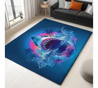 Antideslizante 120 x 160 cm - Tapete Lavable en Lavadora Antideslizante para Sala y Dormitorio Océano Exploración Monstruos Marinos Tiburones Alfombras de Habitacion Comedor Dormitorio, Azul Oscuro