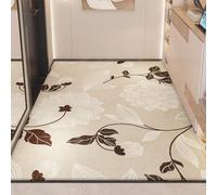 Antideslizante Alfombra 120x180 Patrón Floral Marrón Oscuro Blanco Felpudo Exterior Terciopelo Corto Absorbentes Antideslizante Lavable para Baño Cocina Oficinas Alfombras Puerta Entrada