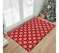 Antideslizante Alfombra 50x80 cm Copos De Nieve Rojos Felpudo Exterior Terciopelo Corto Absorbentes Antideslizante Lavable para Baño Cocina Oficinas Alfombras Puerta Entrada