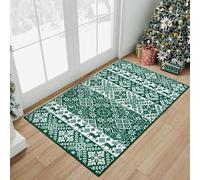 Antideslizante Alfombra 50x80 cm Flores Verdes De Navidad Felpudo Exterior Terciopelo Corto Absorbentes Antideslizante Lavable para Baño Cocina Oficinas Alfombras Puerta Entrada