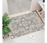 Antideslizante Alfombra 50x80 cm Marrón Azul Bohemio Felpudo Exterior Terciopelo Corto Absorbentes Antideslizante Lavable para Baño Cocina Oficinas Alfombras Puerta Entrada