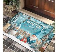 Antideslizante Alfombra 50x80 cm Navidad Azul Felpudo Exterior Terciopelo Corto Absorbentes Antideslizante Lavable para Baño Cocina Oficinas Alfombras Puerta Entrada