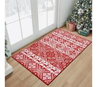 Antideslizante Alfombra 80x120 cm Navidad Reno Rojo Felpudo Exterior Terciopelo Corto Absorbentes Antideslizante Lavable para Baño Cocina Oficinas Alfombras Puerta Entrada