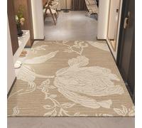 Antideslizante Alfombra 80x120 Patrón Floral Marrón Blanco Felpudo Exterior Terciopelo Corto Absorbentes Antideslizante Lavable para Baño Cocina Oficinas Alfombras Puerta Entrada
