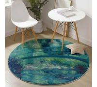 Antideslizante Alfombra Redonda 90 cm Lavable en la Lavadora, Abstracto Pintura Reflejo Tema Súper Suave Alfombra Redond, Verde No es Fácil Desvanecerse Decoración Sofá Guardería