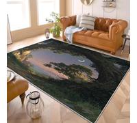 Antideslizante Alfombras de Pelo Corto para Salón y Dormitorio 140x200 cm Realista Cielo Estrellado áRbol Gigante Suave Alfombra de Habitacion Lavables Apta para Mascotas Antiincrustante, Verde