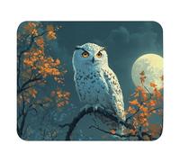 Antideslizante Alfombrilla de Ratón, Búho Sabio posado en una Rama en un árbol Iluminado por la Luna, Portátil Alfombrilla Ratón, Gaming Mouse Pad, 25X30cm, Jugadore, Gamers, Ordenador