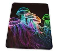 Antideslizante Alfombrilla De Ratón para Juegos Medusas Submarinas Brillan Neón Colorido 25X30Cm, Alfombrilla De Ratón Eco-Friendly Gaming Mouse Pad para Trabajo Ordenador Oficina