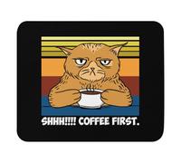 Antideslizante Alfombrilla de Ratón, ¡Shhh! Primer café, Devoto del Espresso, Lindos Gatitos Bebiendo. Alfombrilla Bordes Cosidos Tapete de Juego 25X30cm para Laptop Jugadore Oficina