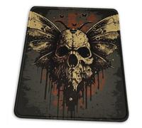 Antideslizante Alfombrilla Gaming Muertes De Polillas De Horror con Cabeza De Calavera Vintage 25X30Cm, Alfombrilla De Ratón Bordes Cosidos Mouse Mat para Laptop Jugadore Ordenador
