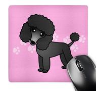 Antideslizante Alfombrilla Ratón Lindo Caniche Negro con Fondo De Huella De Pata Rosa 25X30Cm, Alfombrilla De Ratón Multifuncional Mouse Mat para Gamers Pc Oficina