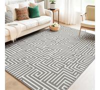 Antideslizante Lavable Alfombra 140 x 200 cm - Alfombras Pelo Corto Impresión Minimalista Laberinto De Líneas, Gris Claro Moderna Alfombra Decorativas para Salon Dormitorio Sofá de Noche