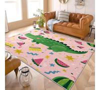 Antideslizante Lavable la Lavadora Alfombra Habitación Infantil 60x90 cm Cocodrilo Animal De Dibujos Animados Suave Alfombra de Franela Pelo Corto para Salón, Sala de Juegos, Rosa Decoración del Hogar
