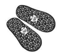 Antideslizante Zapatillas Esponjosas Gatos negros y uno Blancos Zapatos Interior Suave Pantuflas Mujer para Dormitorio Invierno Viaje L