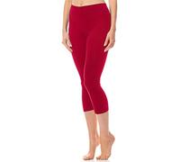 Antie Leggins 3/4 Mallas Deportivas Mujer Pantalones Capri Sin Bolsillos Yoga Pilates Running AN60-101 (Rojo, S)