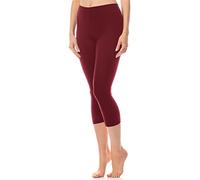 Antie Leggins 3/4 Mallas Deportivas Mujer Pantalones Capri Sin Bolsillos Yoga Pilates Running AN60-101 (Borgoña, S)