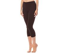 Antie Leggins 3/4 Mallas Deportivas Mujer Pantalones Capri Sin Bolsillos Yoga Pilates Running AN60-101 (Marrón,S)