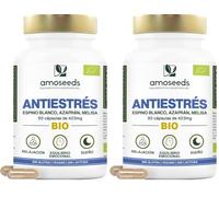 Antiestrés BIO | Melisa, Espino Blanco, Azafrán | Equilibrio Emocional, Relajación, Reduce la Tensión Nerviosa | 90 cápsulas de 423mg | Prima Calidad (Paquete de 2)