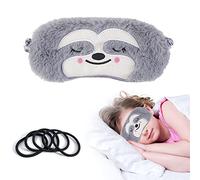 Antifaces para Dormir para Niños, Mascarilla para Dormir para Perezosos Grises Suave y Encantadora Máscara de Ojos para Dormir Animal Esponjosos con 5 bandas Elásticas Adecuada para Niños Mujeres