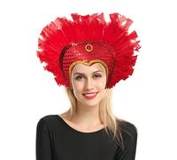 Antifaz Carnaval con Plumas para Disfraz de Pavo Real, Máscara de Carnaval de Pavo Real Río con Plumas, Máscara Venecianas para Disfraz Brasil (Rojo)