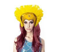 Antifaz Carnaval con Plumas para Disfraz de Pavo Real, Máscara de Carnaval de Pavo Real Río con Plumas, Máscara Venecianas para Disfraz Brasil (Amarillo)