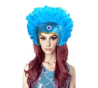 Antifaz Carnaval con Plumas para Disfraz de Pavo Real, Máscara de Carnaval de Pavo Real Río con Plumas, Máscara Venecianas para Disfraz Brasil (Azul)
