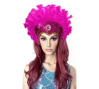 Antifaz Carnaval con Plumas para Disfraz de Pavo Real, Máscara de Carnaval de Pavo Real Río con Plumas, Máscara Venecianas para Disfraz Brasil (Fucsia)