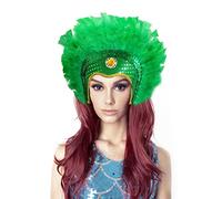 Antifaz Carnaval con Plumas para Disfraz de Pavo Real, Máscara de Carnaval de Pavo Real Río con Plumas, Máscara Venecianas para Disfraz Brasil (Verde)