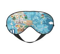 Antifaz cómodo con estampado de mapa de Grecia, transpirable, ajustable, para hombres y mujeres, ligero, para viajes, yoga, trabajo