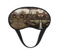 Antifaz con borde negro estampado de barco vikingo, con buen efecto de sombreado, es una opción ideal para viajes, meditación, etc