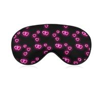 Antifaz con diseño de corazón en color negro neon, ideal para San Valentin y caminos, con correa ajustable.