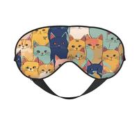 Antifaz con diseño de gatos lindos en una variedad de colores, elegante, ligero, para viajes, yoga, siesta, meditación, camping, trabajo, relajación